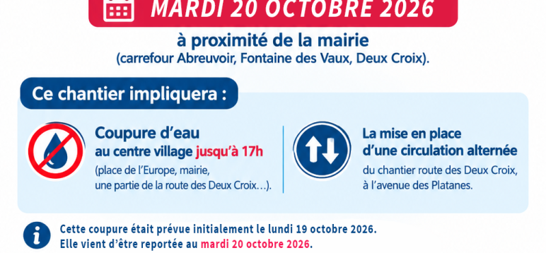 Avis coupure d'eau 20 octobre 2026