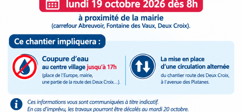 Avis coupure d'eau 19 octobre 2026