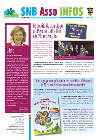 Couverture supplément associatif SNB Village mai 2018